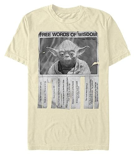 Star Wars Men's Words of Wisdom T-Shirt, Cream, Large