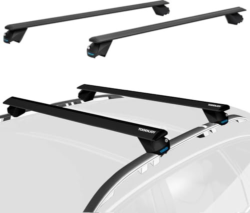 COWVIE Barres transversales universelles de 138 cm en Aluminium avec serrures à clé entièrement assemblées - Convient à la Plupart des SUV - pour Rails latéraux surélevés et Rails intégrés - Noir