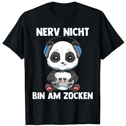 Bin am Zocken Gaming Panda Halbarm T-Shirt