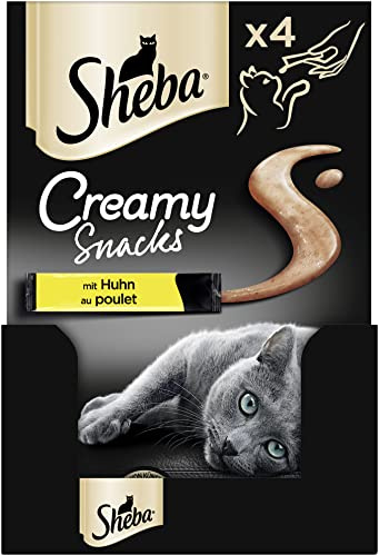 SHEBA Beutel Creamy Snacks für Katzen mit Huhn cremiger Snack in Portionsbeuteln 11 x 4 x 12g