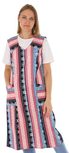 Reißverschluss Kittel RV Hauskleid Baumwolle Schürze Kochschürze, Farbe:lila, Größe:54