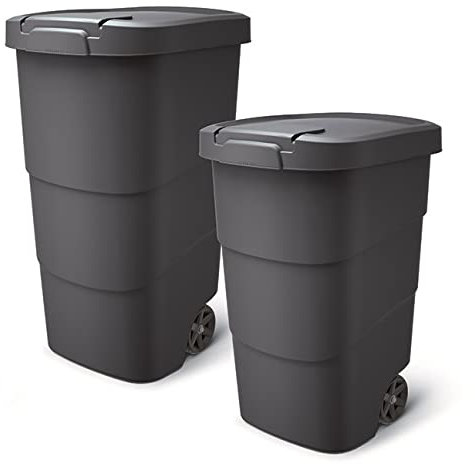 R.G. Gartenabfallbehälter Universaltonne Gartentonne Mülltonne Müllbehälter Mülleimer Abfalltonne Anthrazit mit Deckel (110L)