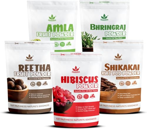 Havintha Amla, Reetha, Shikakai, Bhringraj and Hibiscus powder for Hair care (Each 50g)