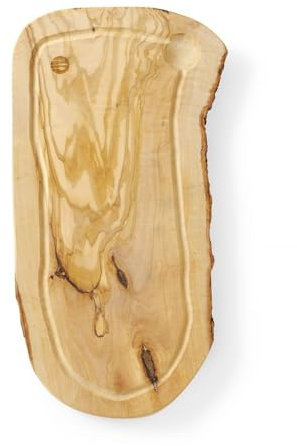 HENDI Servierbrett, aus Olivenholz, Schneidebrett, Holzbrett, Frühstücksbrett, Steakbrett, Küchenbrett, Tapasbrett, mit Rille, ca. 400x250x(H)18mm