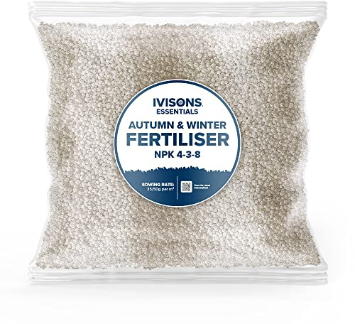 Ivisons 4-3-8 + 4 FE Autumn Winter Lawn Feed | Prepares Grass for Cold Temperatures | Protect Your Lawn from Disease, Frost & Kill Moss | Lawncare Fertiliser for Winter Treatment (5KG)