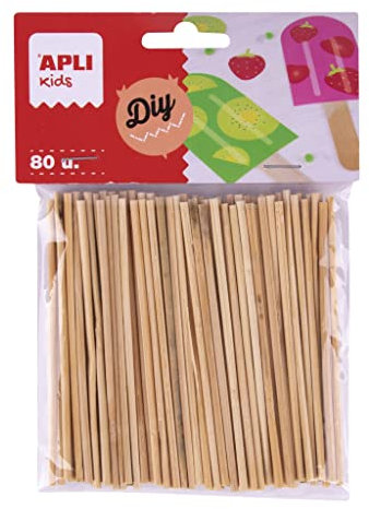 APLI Kids 18970 - Palos redondos de madera natural tamaño mini - 80 palitos para hacer manualidades