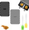 Lot de 2 coussinets en silicone pour friteuse à air comprimé - Anti-adhésifs - Réutilisables - Résistants à la chaleur - Coussinets en silicone avec 2 brosses en silicone pour friteuses à air et