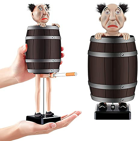 HENGBIRD Lustiger Zigarettenspender, Zigarettenspitze,Zigarettenspender Lustig Zigarettenspender Pop up Holzfass Zigarettenschachtel für 10 Zigaretten,Zigarettenetui,Streichspielzeug Geschenk für Mann