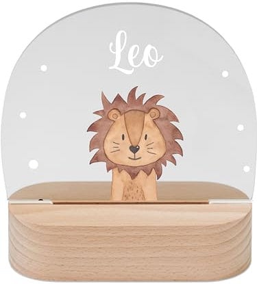 wunderwunsch - Personalisiertes Nachtlicht für Babys - Individuelle Nachttischlampe für Kinder - Personalisierte Geschenke Kinder - Babygeschenk - Geschenk zur Geburt Bambus + Acrylglas