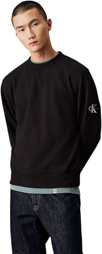 Calvin Klein Men’s Crew Neck Badge Cotton Sweatshirt, Black (Ck Black), XL