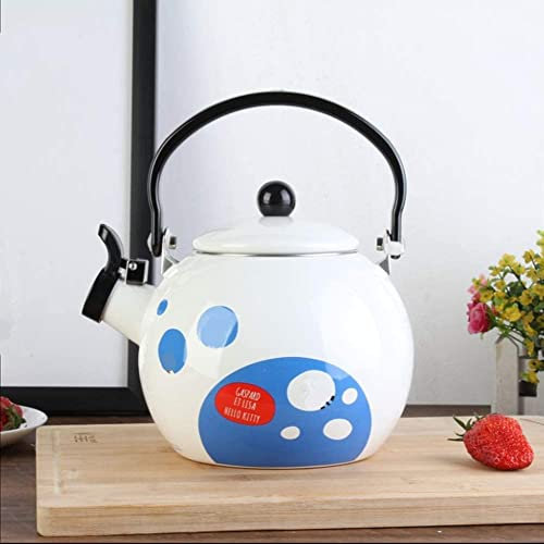 Induzione della pentola moka, caffettiera incisa Coffee Coffee Mattista, smalto di bollitore da pistola che suona il bollitore Whistling Kettle Teapot Spherical for il campeggio domestico (2.2L, verde