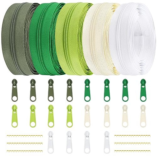 DOITEM 3 mm Reißverschluss 14 Meter Nylon Endlosreißverschluss Set mit Schieber und Zipper - 5 Farben