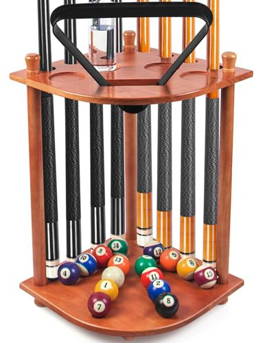 AKLOT Porta Stecche da Biliardo, Supporto per Bastoncini da Biliardo 16 Supporti per Palline da Biliardo Contiene 8 Bastoncini e Set Completo di Palline da Biliardo
