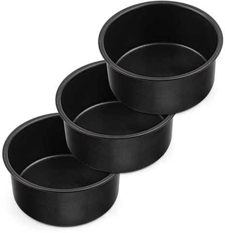 Homikit 4 Inch Nonstick Cake Tin Set of 3, Stainless Steel Round Cake Mould for Baking Birthday/Wedding/Christmas Small Cakes Breads, Healthy & Rust Free, Easy Clean - 10cm