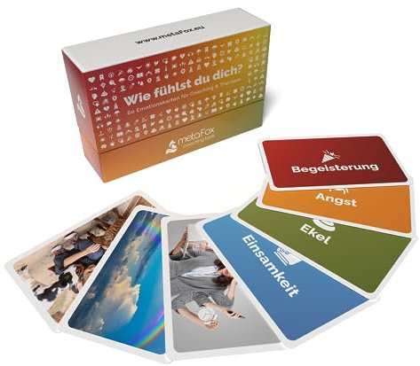 Gefühlskarten 'Wie fühlst du Dich?' von metaFox - 60 Emotionskarten für Coaching und Therapie 8 Methodenkarten basierend auf der emotionalen Intelligenz von Daniel Goleman