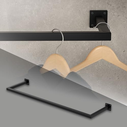 ML-Design Kleiderstange Rechteck für die Wand, T30cm x B110cm, Schwarz, aus Stahl, rostfrei, Garderobenstange U-Form, Kleiderständer Wandmontage, Kleidergestell Garderobenhalter, inkl. Montagematerial
