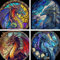 NAIMOER 4Pack Drache Diamond Painting Tiere, Erwachsene Diamant Bilder, 5D Malerei für Home Wand Décor (30x30cm)