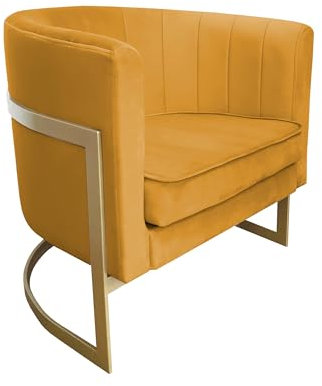 MartHome Moderner Sessel Goya - Sessel im LOFT-Stil, Velvet Polstersessel für Wohnzimmer, Schlafzimmer - Cleanaboo & PETPROOF - Sessel Wohnzimmer, Lesesessel Relaxsessel (Gelb MG15, Gold)