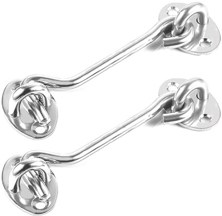 GNHG chiavistello,chiavistello per Porta in Legno,2 Pezzo Gancio Porta Serratura, Acciaio Inox Gancio Porta Serratura, Gancio Porta con Vite di Montaggio, per Finestra, Porta Fienile