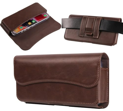 Étui de téléphone en cuir de qualité supérieure avec clip ceinture pour iPhone 15 Pro, 15, 14 Pro, 14, 13, 13 Pro, 12, 12 Pro, 11 Pro, 11, XR, étui pour téléphone portable (marron)