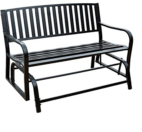GLigeT Gartenbank Schwarze Gartenbank, Outdoor-Schaukelstuhl aus Schmiedeeisen, Terrassen-Schaukelstuhl for 2 Personen, Veranda-Bank, Garten-Freizeitmöbel Bank Sitzbank