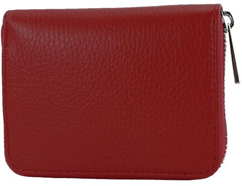 modamoda de - P04 - ital. Damen Portemonnaie Echtleder kurz, Farbe:Rubinrot