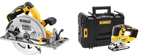 DEWALT circulaire XR 18V BL - sans batterie ni chargeur - 184mm & Scie Sauteuse à Poignée Supérieure Brushless XR 18V Li-ion - DCS334NT-XJ - Scie sans Fil avec Coffret TSTAK et Éclairage LED