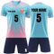 Faletony Personalisiertes Fussball Trikot Kinders Erwachsene Fusstball Shirt & Shorts Set mit Name Nummer Team Logo Personalisierte Fußballtrikot Jungs Mädchen (Polyester, Seeblau)