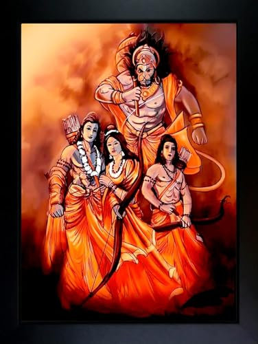 Tongari Sita Ram Photo Frame | Ram Sita With Laxman Hanuman ji Photo Frame Wall Painting For Home Decoration And Gifting 8x12