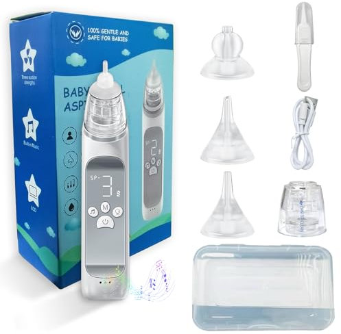 Piashow Aspiratore Nasale Baby Elettrico, Aspiratore Nasale Baby Aspirapolvere, Pulisci Naso Ricaricabile con Musica e Luce per Neonati e Lattanti, Aspiratore Nasale Elettrico con 3 Livelli di Aspira