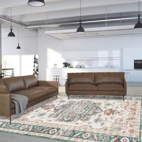 Vamcheer Vintage-Kurzflor Teppich - Flauschig, Weich, Waschbar, Rutschfest für Wohnzimmer, Schlafzimmer, Esszimmer, Outdoor - Kunstwolle, Grün, 300 x 400 cm