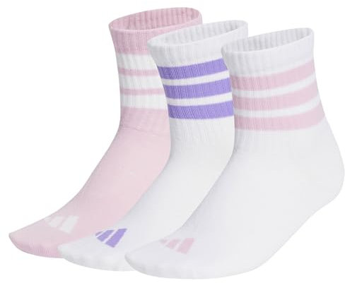 adidas Unisex Kids RIBBED 3PP SOCKS, white/white/true pink, 4-5 Years