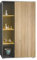 Vladon Vitrine Davos, Made in Germany, Standvitrine mit 3 Glasböden und 8 Fächer inkl. LED, Anthrazit matt/Eiche Wotan (71,5 x 134 x 35 cm)