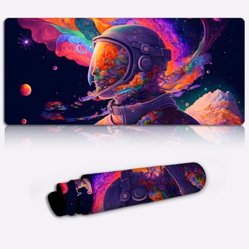 LJSPTU Gaming Mauspad, psychedelisches Universum, XXL Gaming Mauspad (90 x 40 x 0,3) cm, erweitertes großes Mauspad, Computer Maus Schreibtischzubehör