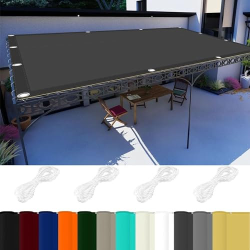 Sonnensegel Wasserdicht Rechteckig 2 x 3 m 98% UV Schutz Sonnensegel für Markise mit Ösen Und Kordel,PES Polyester für Garten Balkon Terrasse Camping, Dunkelgrau