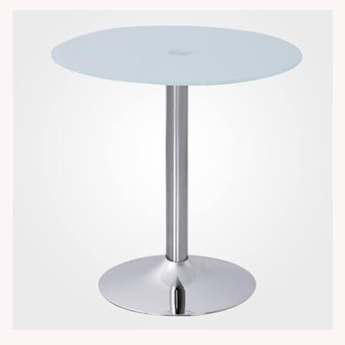Mesa redonda de cristal con pedestal de cristal para cocina, mesa de comedor de 60/70/80 cm, circular moderna de 2 a 4 plazas, mesa de desayuno, bistró, base cromada (color: blanco, tamaño: 80 cm)