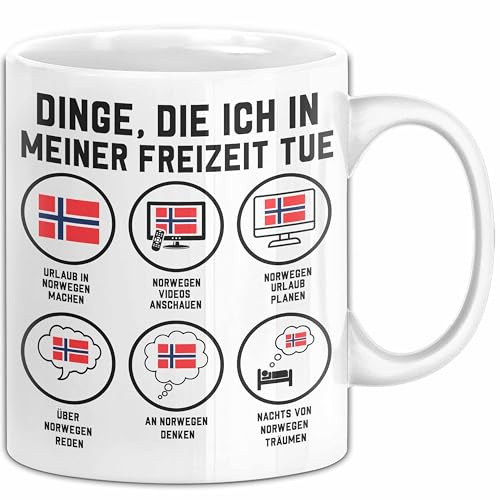 Dinge Die Ich In Meiner Freizeit Mache Norwegen Tasse Geschenk Norwegen-Liebhaber Geschenkidee Urlaub (Weiß)