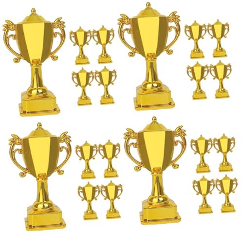 Toyvian 20stücke Mini Plastik Trophäen Goldene Auszeichnung Figuren Für Partyspiele Schulbelohnungen Und Geburtstagsfeiern Dekorative Trophäe Für Erwachsene