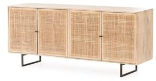 YCCHAH Meuble TV avec Rangement Meuble TV Nordique Simple et rétro en rotin, Meuble de Rangement Domestique en Bois Massif, Meuble TV de Grande capacité Meuble TV pour Salon(A)