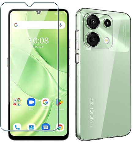 Xiangyun Coque pour Umidigi G9 5G/G9A/G9T/G9C Cover avec Film de Verre Trempé Protection écran, Transparent Anti-Vibration et Glisse Silicone Bumper TPU Souple Etui Housse Clear Case(6.75)