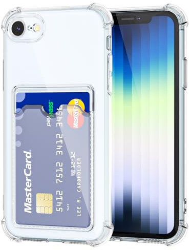 Svanove for iPhone SE/ 7/8/ SE 3rd Case Wallet Clear, Card Holder Case with Credit Card Slot, Thin Slim Transparent Silicone Grip Soft Rubber Protective Shockproof Airbag Bumper for Women, Clear