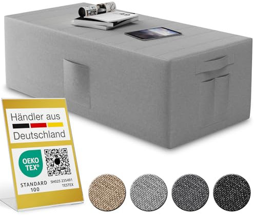 ELONEO Husse für Klappmatratze 140x195x15 cm, mit Seitentaschen, waschbar, Schonbezug für Gästematratze, Macht die Faltmatratze zum modernen Sitzhocker, grau