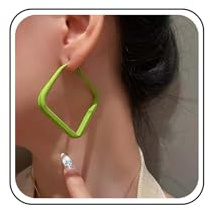 Aneneiceera Orecchini A Cerchio Quadrati Verdi Boho Orecchini A Goccia Quadrati Verdi Neon Orecchini Huggie Quadrati Verdi Acrilici Orecchini Pendenti Geometrici Retrò Gioielli Da Donna
