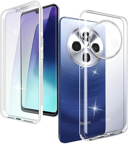 XCYYOO Coque pour Redmi 14C, Transparente, Silicone, Ultra-Fine, Antichoc, 360° avec Étui D'écran Intégré, Protection Complète, Compatible avec Redmi 14C, Xiaomi Poco C75