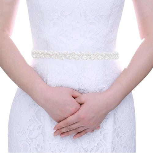 FloralGrace 1 Stück Perlen Brautgürtel Hochzeitskleidgürtel Kristall Perlenverzierte Gürtel für Frauen und Mädchen