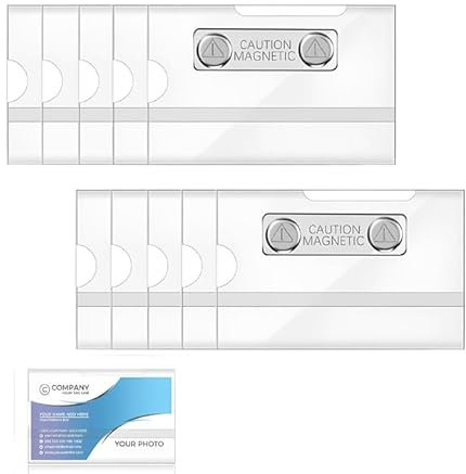 Magnétique Plaques Porte-noms, Badges Porte Carte Aimantée Personnalisé, Badge Nominatif Magnétique, Badge Nom Aimanté Porte pour Carte d'Identité, École, Collège, Entreprise (10)