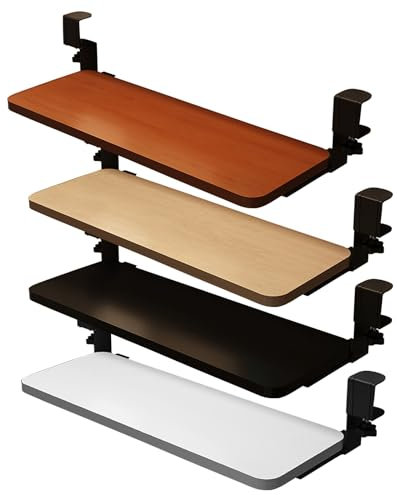 WASAJ Ergonomic Desk Extender Sliding Keyboard Tray, Under Desk Pull-Out Keyboard Drawers Platform,Adjustable C-Clamp/Black/75 * 24Cm