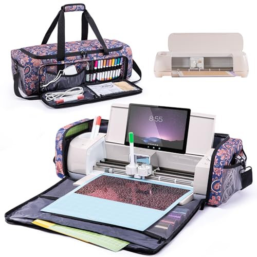 Imagining Tragetasche kompatibel mit Cricut Maker, Maker 3, Explore Air 2, Explore 3, Cricket-Aufbewahrung mit großer Öffnung für Cricut-Zubehör und Lieferanten, Paisleymuster, Ⅰ- Full Open, Beutel