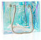 TotePrint Holografische Einkaufstasche Strandtasche aus PVC – Wiederverwendbare Transparente Tragetasche mit Regenbogeneffekt, Wasserdicht Baumwollseilgriffe für Supermarkt, Strand (Der Himmel blau)