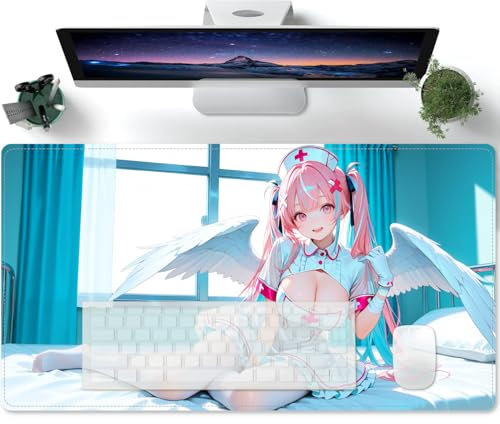 Fille Sexy d'anime Character Tapis Souris Gamer XL 600x300 Extra Large Mouse Mat d'ordinateur Pad de Bureau Surface Lisse et Base en Caoutchouc Anti-dérapant Mouse Pad